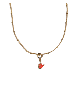 Nickel & Suede Gold Guns Up Charm Necklace
