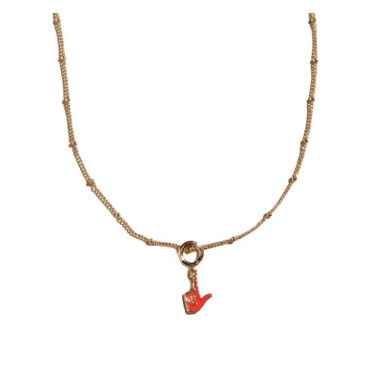 Nickel & Suede Gold Guns Up Charm Necklace