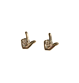 Nickel & Suede Gold Guns Up Stud Earrings