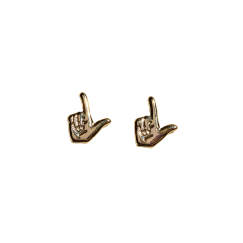 Nickel & Suede Gold Guns Up Stud Earrings