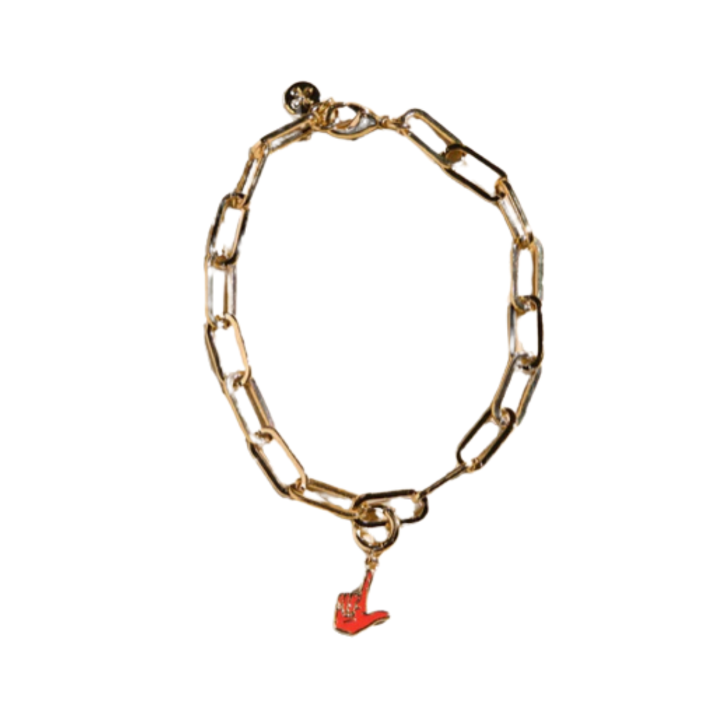 Nickel & Suede Gold Guns Up Charm Bracelet