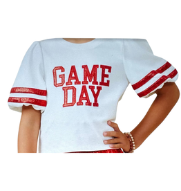 Hayden Game Day Girls Balloon Sleeve Top