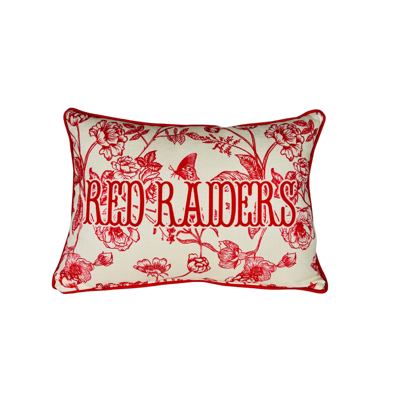 Little Birdie Home Red Raiders Toile Piped Pillow