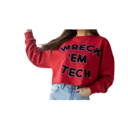 Gameday Social Wreck 'em Chenille Crop Sweatshirt