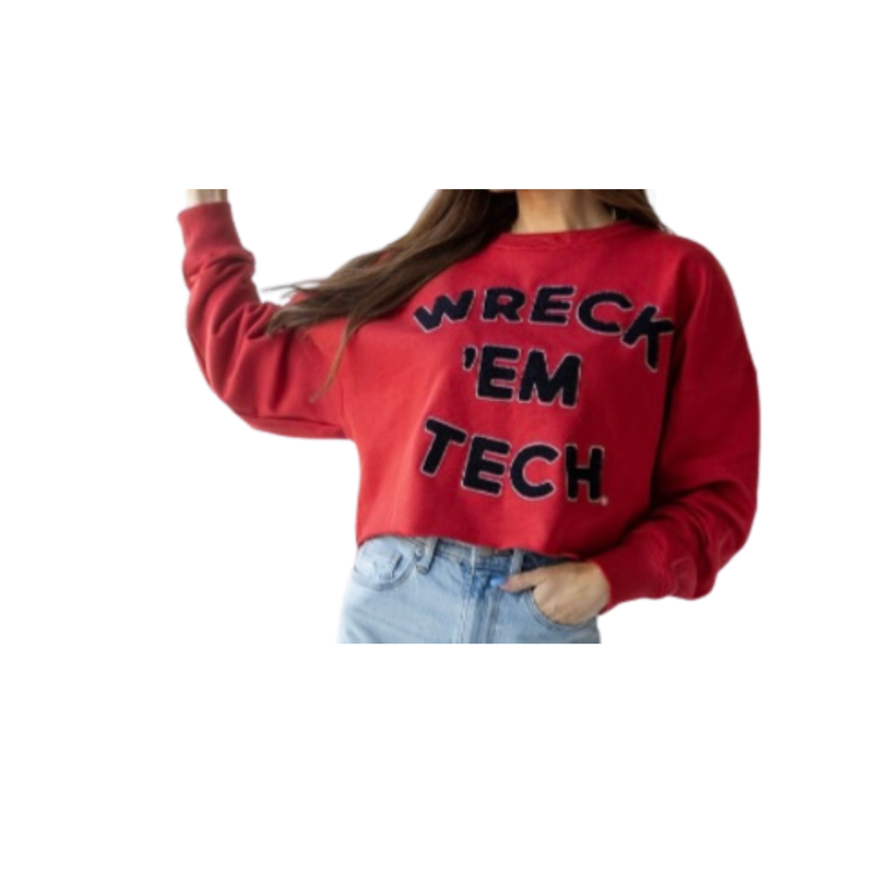 Gameday Social Wreck 'em Chenille Crop Sweatshirt