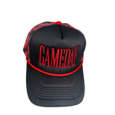 Trendy Transfers Checkered Gameday Trucker Cap - Red/Black