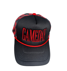 Trendy Transfers Checkered Gameday Trucker Cap - Red/Black