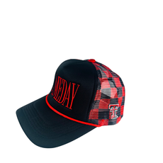 Trendy Transfers Checkered Gameday Trucker Cap - Red/Black
