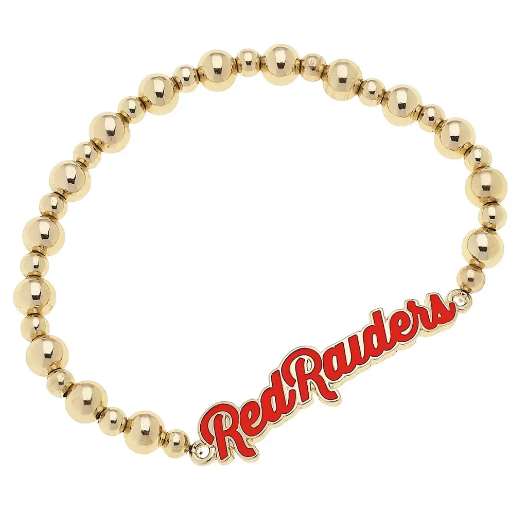 Canvas Style Red Raider Gold Enamel Stretch Bracelet