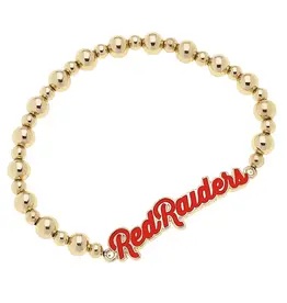 Canvas Style Red Raider Gold Enamel Stretch Bracelet