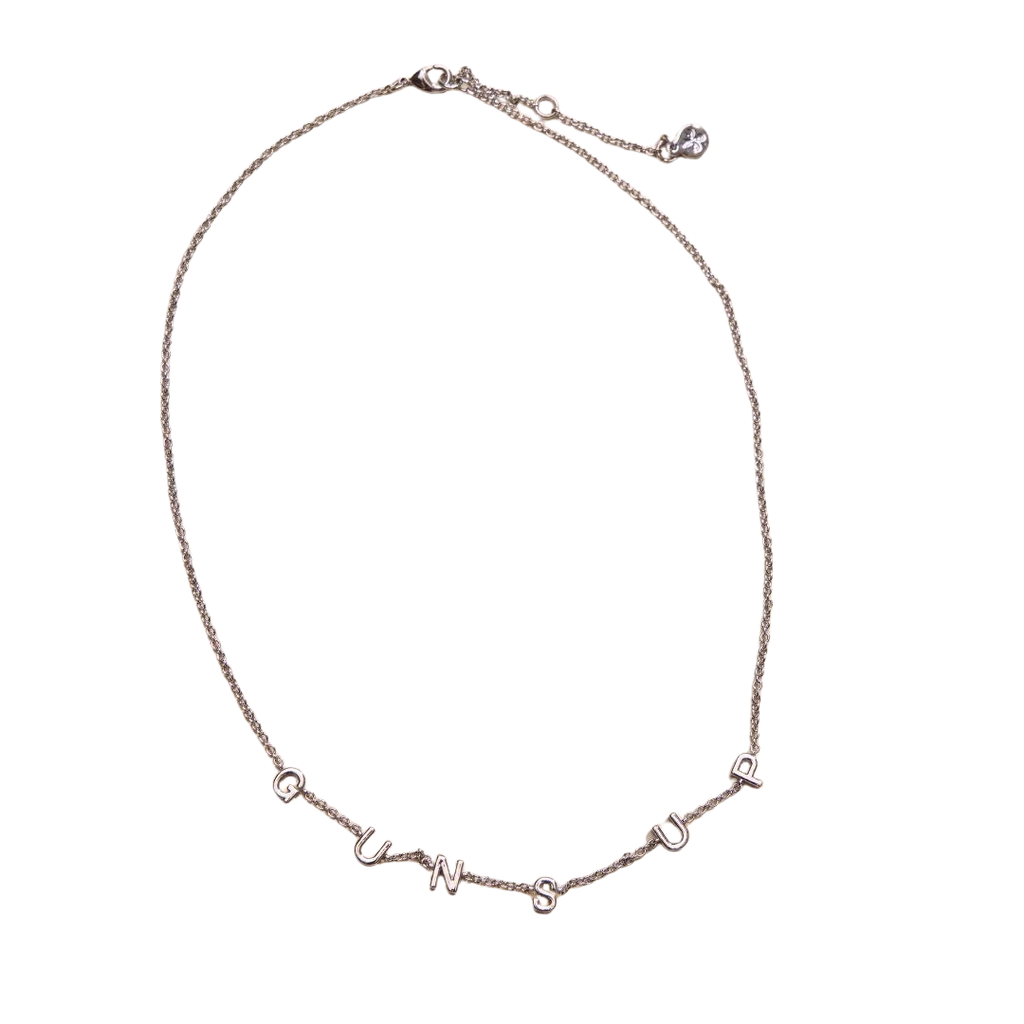 Nickel & Suede Silver Guns Up Initial Necklace
