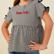 Hayden Girls Ribbon Gingham Babydoll Top