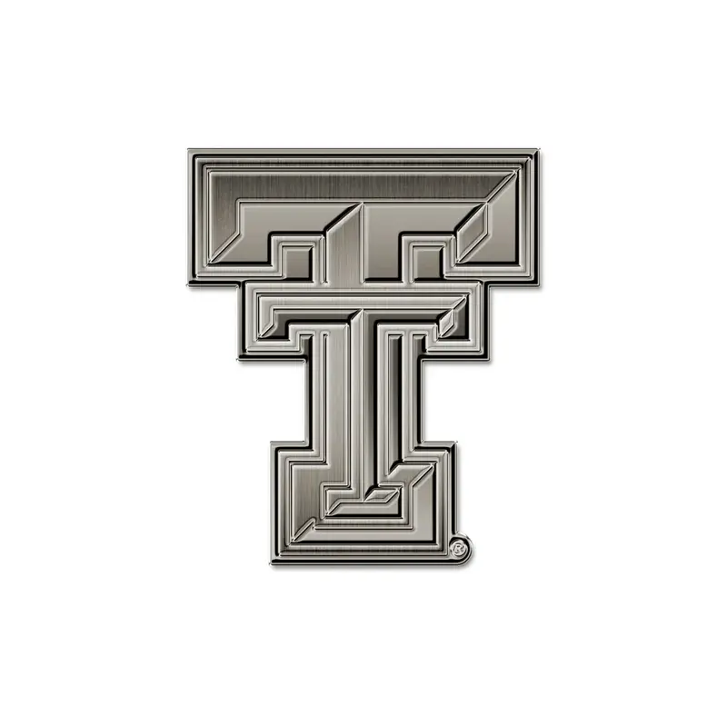 Texas Tech Antique Nickel Double T Auto Emblem