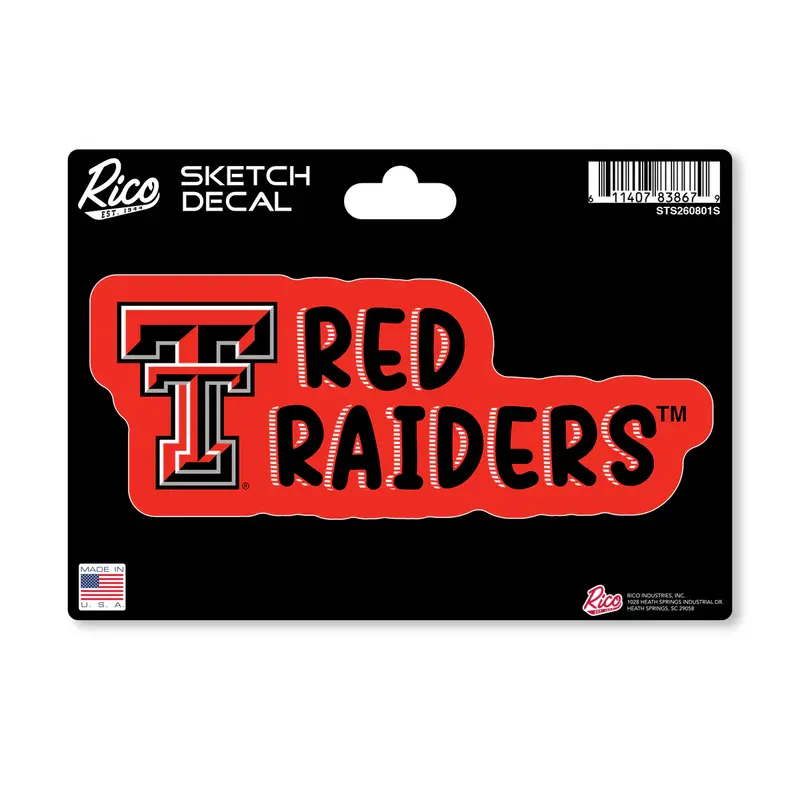 Rico Industries Texas Tech Sketch Red Raiders Decal