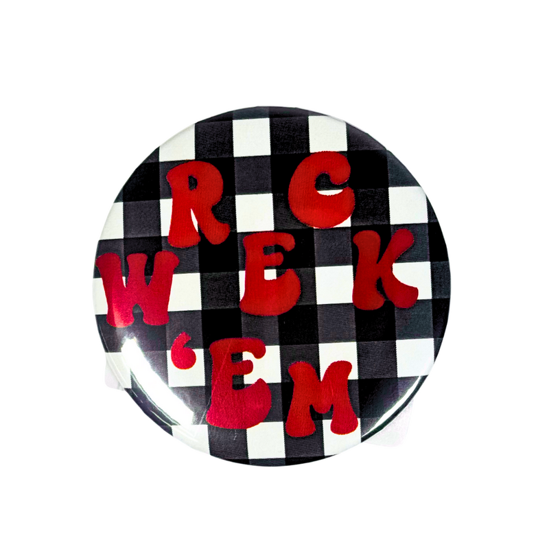Game Day Girls Gingham Wreck 'em Game Day Button
