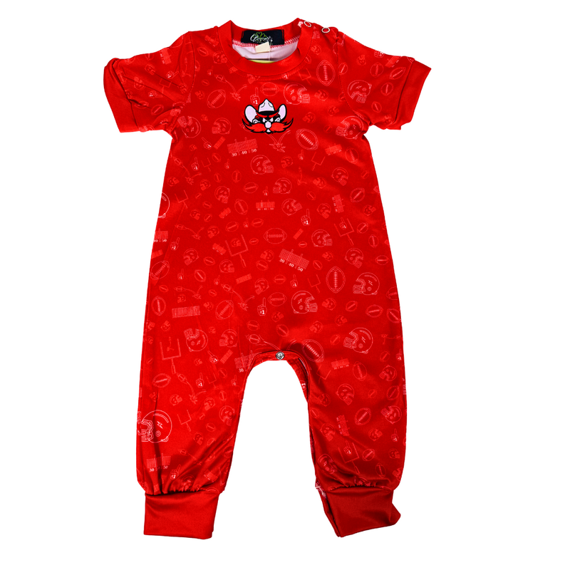 Clover Cottage Raider Red Field Goal Baby Romper