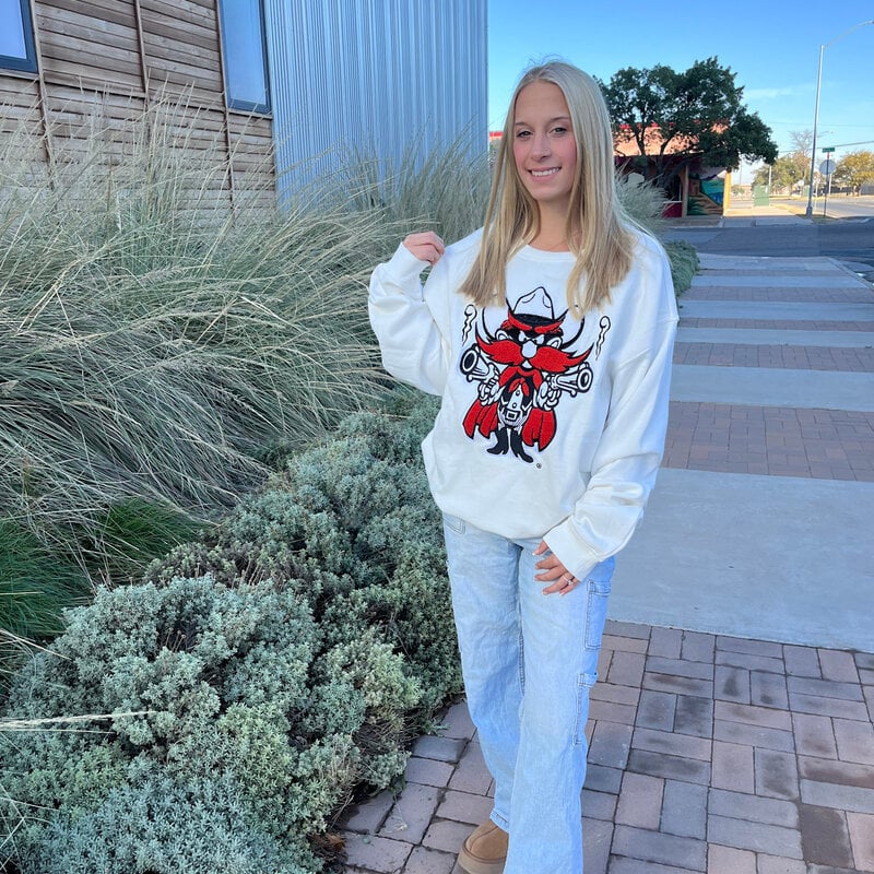 Gameday Social Raider Red Chenille Sweatshirt