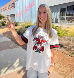 Brianna Cannon Sparkle Raider Red Cuffed Sleeve Tee