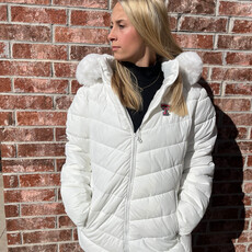 Ladies Puffer Jacket with Fur Hood