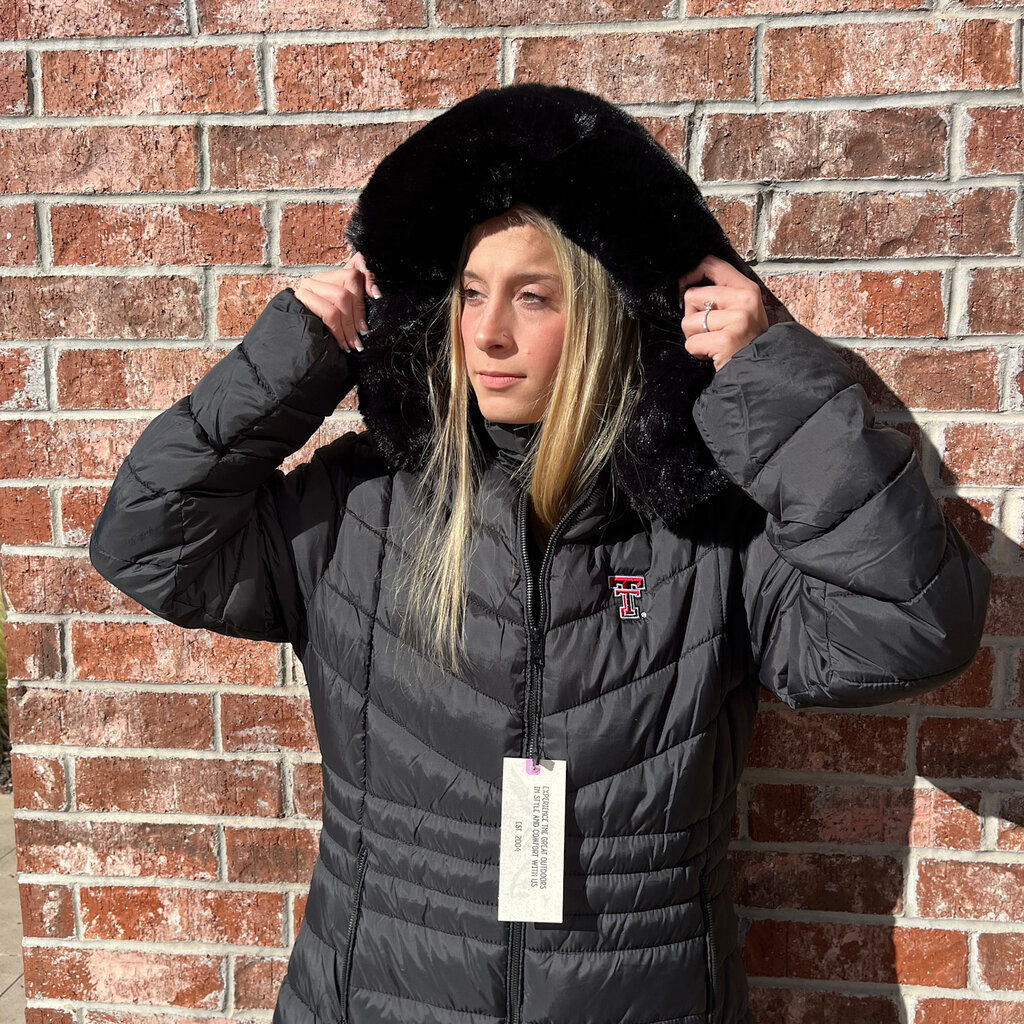 Ladies Puffer Jacket with Fur Hood