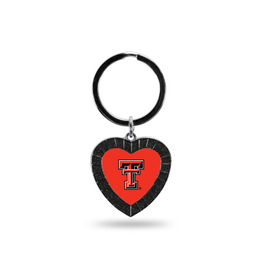 Texas Tech Black Rhinestone Heart Keychain