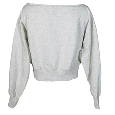 Papermoon Off Shoulder Cropped Vintage Print Sweatshirt