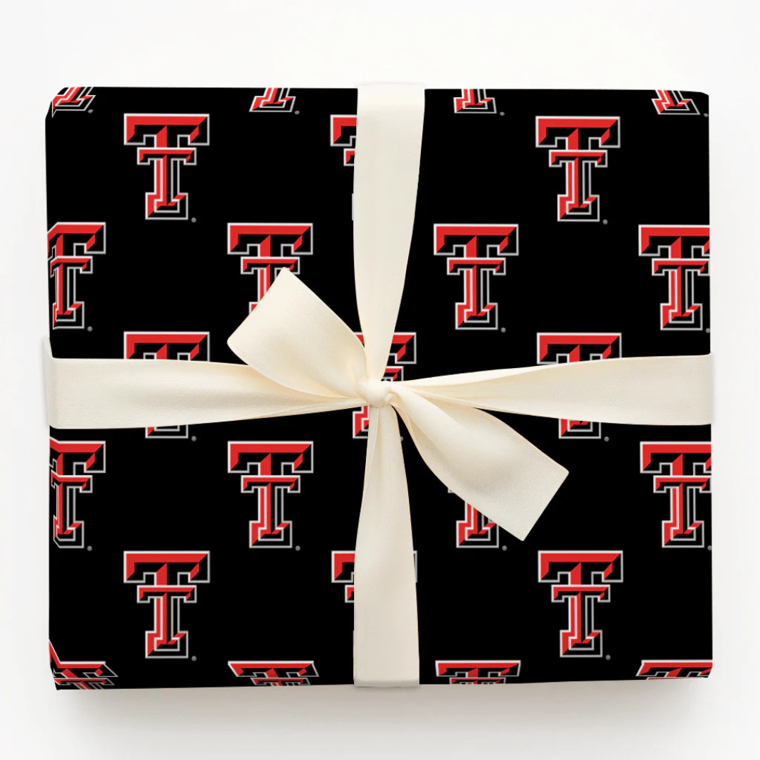 Texas Tech Double T Black Wrapping Paper - 15 Feet - The Matador