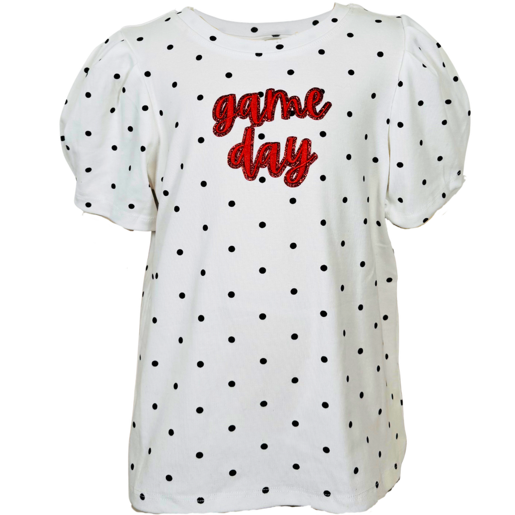 Hayden Girls Puff Sleeve Polka Dot Tee