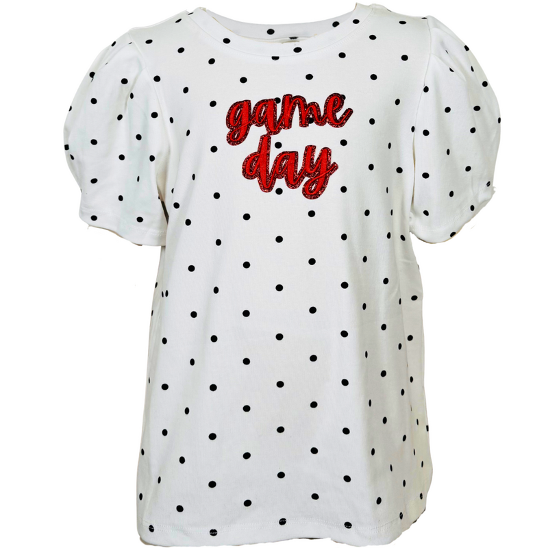 Hayden Girls Puff Sleeve Polka Dot Tee