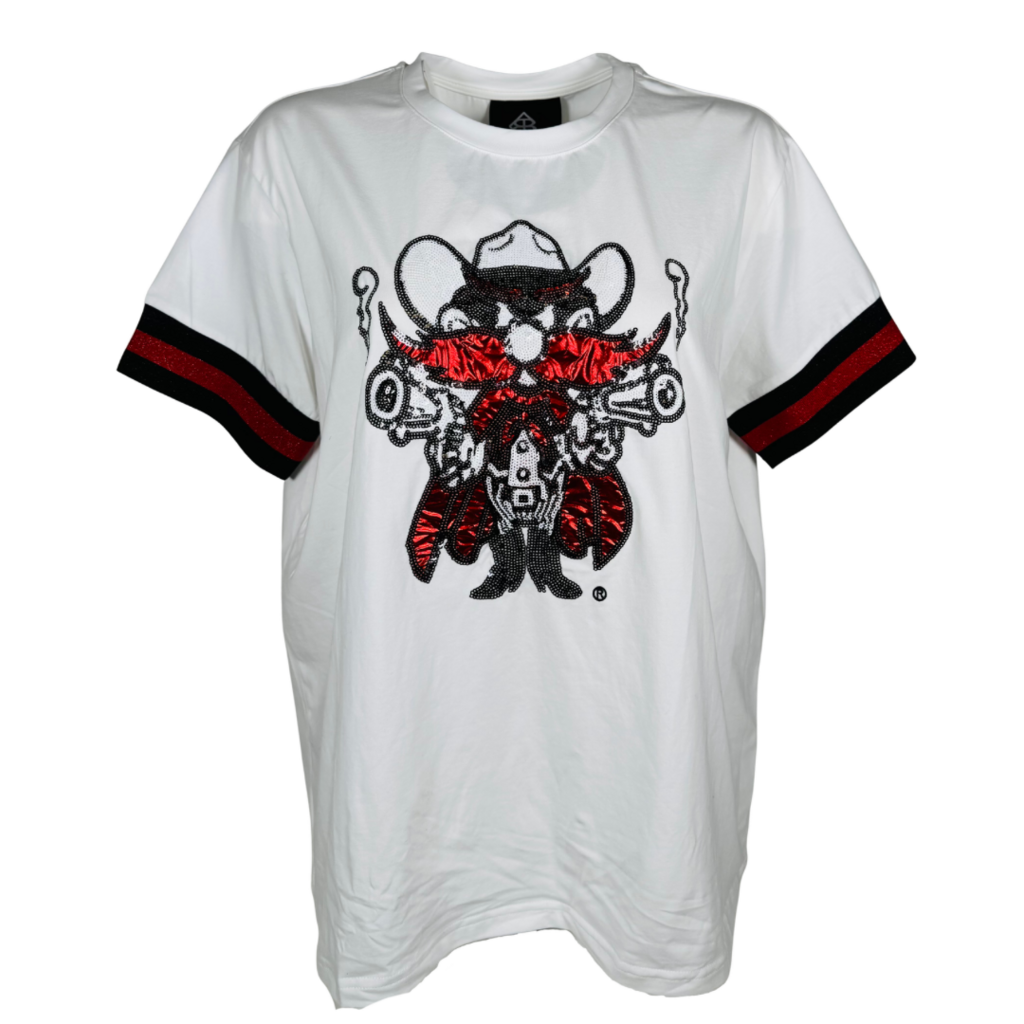 Brianna Cannon Sparkle Raider Red Cuffed Sleeve Tee