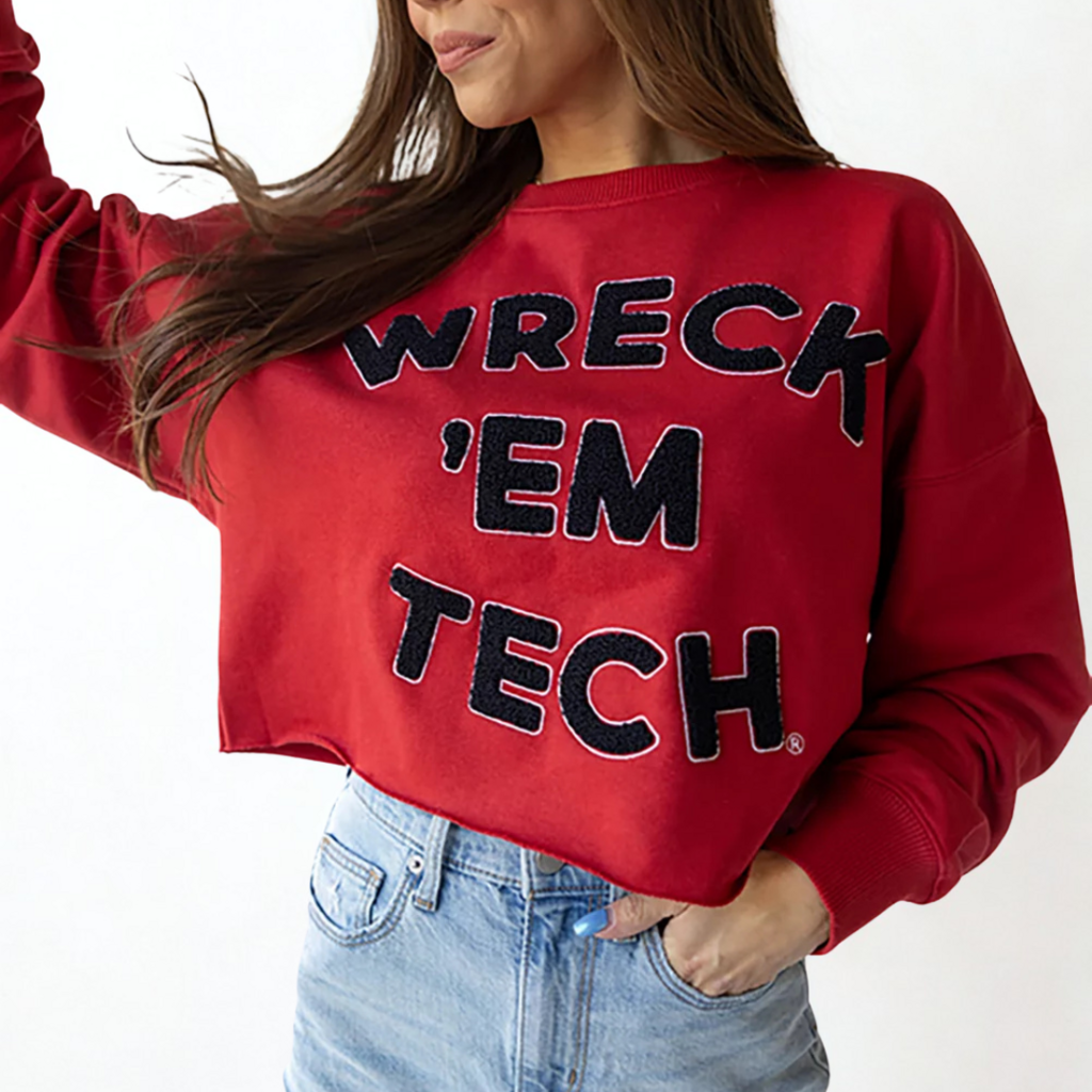 Gameday Social Wreck 'em Chenille Crop Sweatshirt