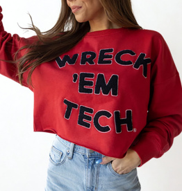 Gameday Social Wreck 'em Chenille Crop Sweatshirt