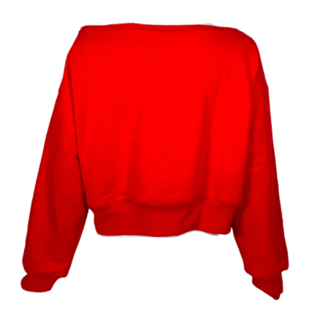 Alina Off Shoulder Cropped Script Sweatshirt - The Matador