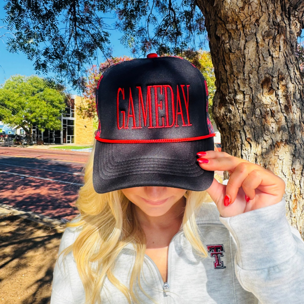 Checkered Gameday Trucker Cap - Red/Black
