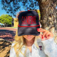 Checkered Gameday Trucker Cap - Red/Black