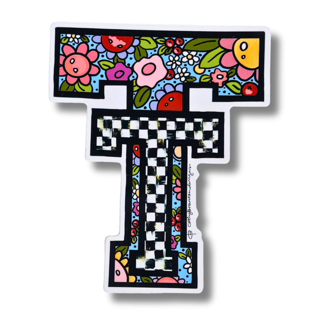 Cathy Branson Designs Floral Double T  Sticker