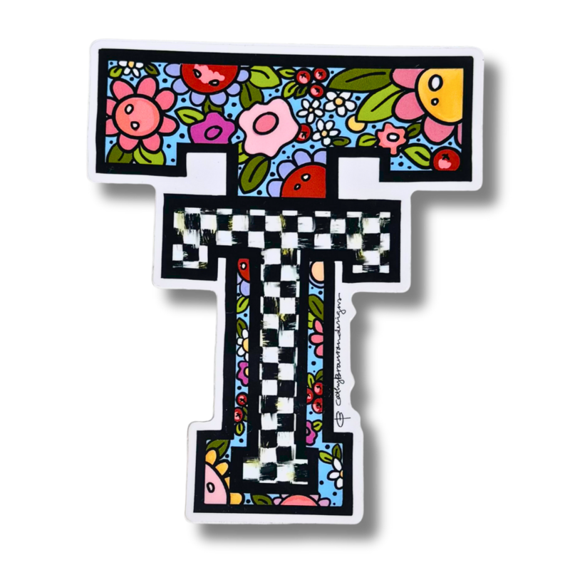 Cathy Branson Designs Floral Double T  Sticker