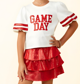 Hayden Game Day Girls Balloon Sleeve Top