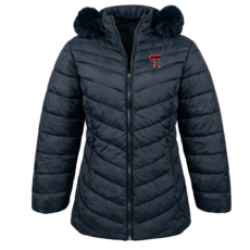 Ladies Puffer Jacket with Fur Hood