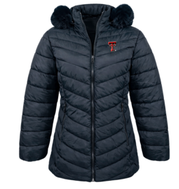 Ladies Puffer Jacket with Fur Hood