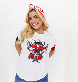 Brianna Cannon Sparkle Raider Red Cuffed Sleeve Tee