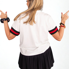 Brianna Cannon Sparkle Raider Red Cuffed Sleeve Tee