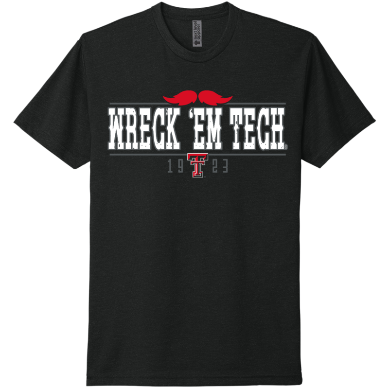 Next Level Wreck 'em Mustache Short Sleeve Tee