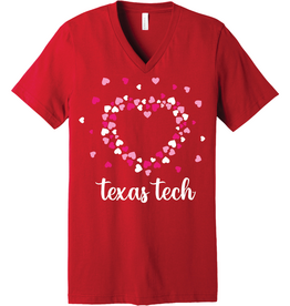 Bella Canvas Go Red Hearts V-neck Short Sleeve Tee