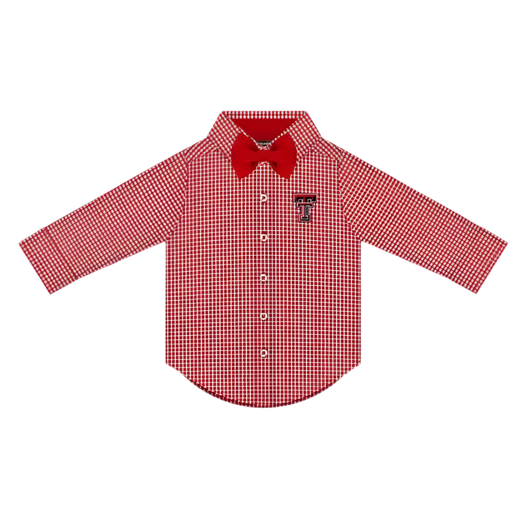 Creative Knitwear Gingham Button Down with Bowtie