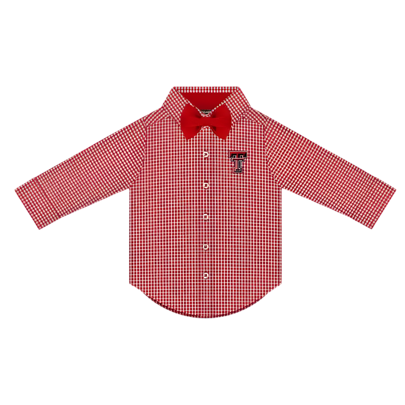 Creative Knitwear Gingham Button Down with Bowtie