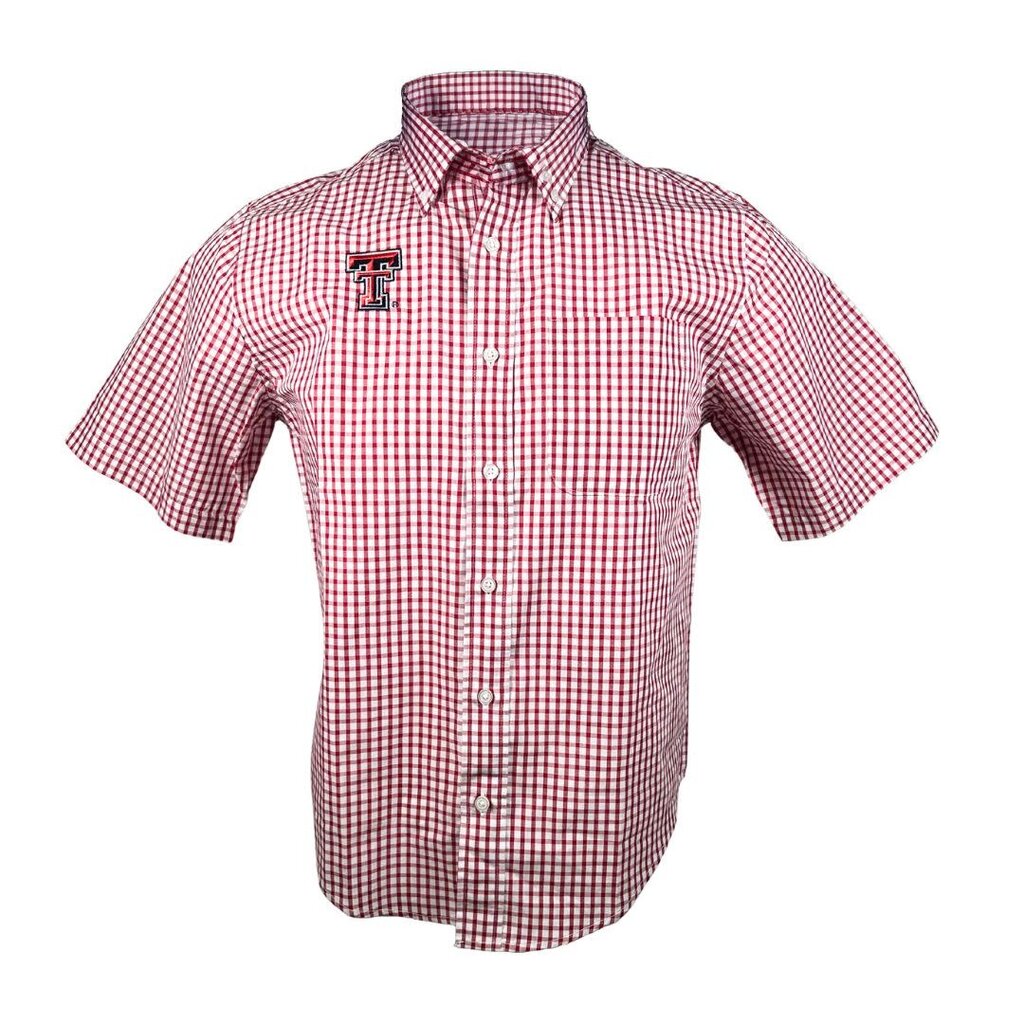 Vantage Poplin Gingham Button Down Short Shirt