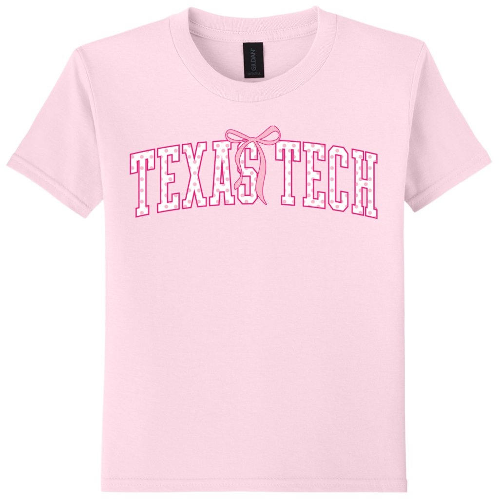 Arched Polka Dot Bow Short Sleeve Tee