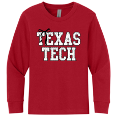 Next Level Polka Dot Bow Stack Youth Long Sleeve Tee