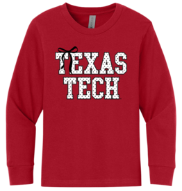 Next Level Polka Dot Bow Stack Youth Long Sleeve Tee